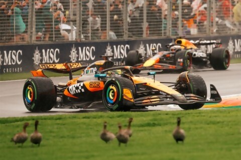 Lando Norris ganó bajo lluvia en una carrera cáotica